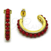 Oro Laminado Small Hoop, Gold Filled Style with Garnet Pearl, Polished, Golden Finish, 02.282.0030.3.25