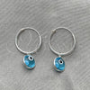 Sterling Silver Small Hoop, Evil Eye Design, with Blue Topaz Crystal, Polished, Silver Finish, 02.402.0003.15
