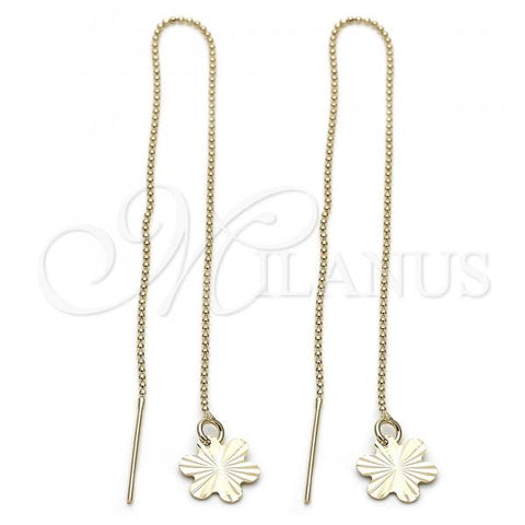 Oro Laminado Threader Earring, Gold Filled Style Flower Design, Golden Finish, 5.115.001