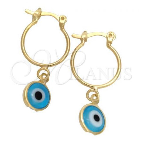 Oro Laminado Small Hoop, Gold Filled Style Evil Eye Design, Polished, Golden Finish, 02.32.0561.15