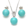 Sterling Silver Earring and Pendant Adult Set, Ball Design, Polished, Rhodium Finish, 10.63.0596.1