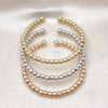 Oro Laminado Trio Bangle, Gold Filled Style Ball Design, Polished, Tricolor, 07.170.0039