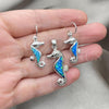 Sterling Silver Earring and Pendant Adult Set, Seahorse Design, with Bermuda Blue Opal, Polished, Silver Finish, 10.391.0021
