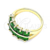 Oro Laminado Multi Stone Ring, Gold Filled Style with Green Cubic Zirconia, Polished, Golden Finish, 01.346.0020.3.07