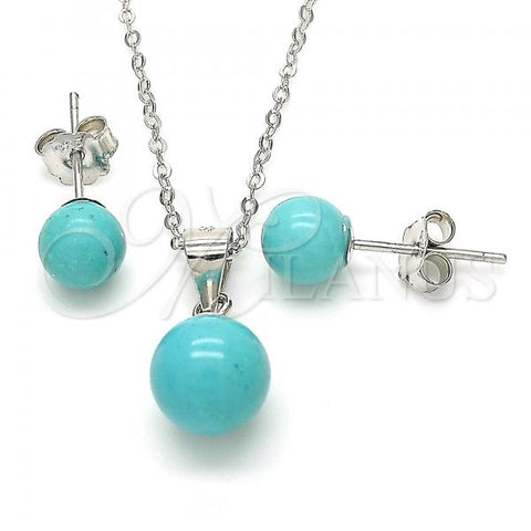 Sterling Silver Earring and Pendant Adult Set, Ball Design, Polished, Rhodium Finish, 10.63.0591