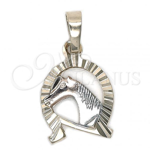 Oro Laminado Fancy Pendant, Gold Filled Style Horse Design, Diamond Cutting Finish, Tricolor, 05.163.0015.1