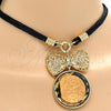 Oro Laminado Pendant Necklace, Gold Filled Style with Coffee Cubic Zirconia, Polished, Golden Finish, 04.182.0075.1.32