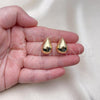 Oro Laminado Stud Earring, Gold Filled Style Chunky Design, Polished, Golden Finish, 02.195.0277