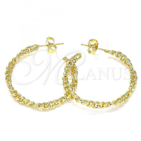 Oro Laminado Stud Earring, Gold Filled Style Paperclip Design, Polished, Golden Finish, 02.163.0141