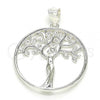 Sterling Silver Fancy Pendant, Tree Design, with White Micro Pave, Polished,, 05.398.0063