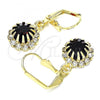 Oro Laminado Dangle Earring, Gold Filled Style with Dark Amethyst and White Crystal, Polished, Golden Finish, 02.122.0113.7