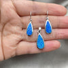 Sterling Silver Earring and Pendant Adult Set, Teardrop Design, with Bermuda Blue Opal, Polished, Silver Finish, 10.391.0027