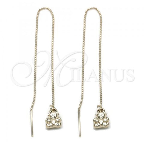 Oro Laminado Threader Earring, Gold Filled Style Teddy Bear Design, Golden Finish, 5.116.009