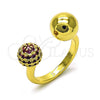 Oro Laminado Multi Stone Ring, Gold Filled Style Ball Design, with Ruby Micro Pave, Polished, Golden Finish, 01.341.0131.1