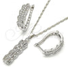 Rhodium Plated Earring and Pendant Adult Set, with White Cubic Zirconia, Polished, Rhodium Finish, 10.217.0012