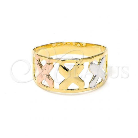 Oro Laminado Elegant Ring, Gold Filled Style Polished, Tricolor, 01.21.0023.06 (Size 6)