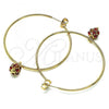 Oro Laminado Medium Hoop, Gold Filled Style with Garnet Crystal, Polished, Golden Finish, 02.63.2736.1.50