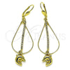 Oro Laminado Long Earring, Gold Filled Style with Cubic Zirconia, Golden Finish, 5.063.002