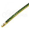 Oro Laminado Tennis Bracelet, Gold Filled Style with Green Cubic Zirconia, Polished, Golden Finish, 03.284.0020.07