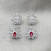 Sterling Silver Stud Earring, Flower Design, with White Cubic Zirconia, Polished, Silver Finish, 02.398.0014