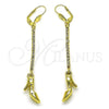 Oro Laminado Long Earring, Gold Filled Style Shoes Design, with Cubic Zirconia, Golden Finish, 5.099.001