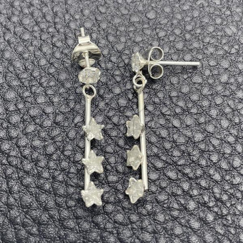 Sterling Silver Long Earring, with White Cubic Zirconia, Polished, Silver Finish, 02.401.0066