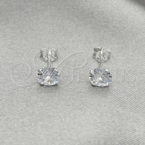 Sterling Silver Stud Earring, with White Cubic Zirconia, Polished, Silver Finish, 02.401.0054.06