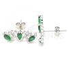 Sterling Silver Stud Earring, with Green Cubic Zirconia, Polished, Rhodium Finish, 02.371.0007.1