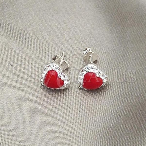 Sterling Silver Stud Earring, with Orange Red Pearl, Polished, Silver Finish, 02.399.0049