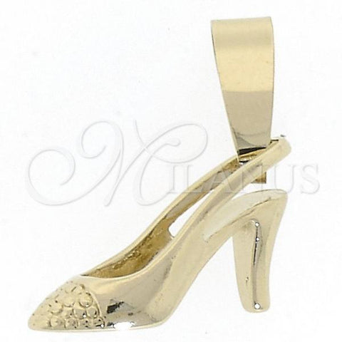 Oro Laminado Fancy Pendant, Gold Filled Style Shoes Design, Diamond Cutting Finish, Golden Finish, 5.179.038