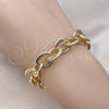 Oro Laminado Fancy Bracelet, Gold Filled Style Rolo Design, Polished, Golden Finish, 03.331.0235.09