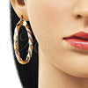 Oro Laminado Large Hoop, Gold Filled Style and Hollow Polished, Tricolor, 02.170.0042.1.50