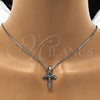 Stainless Steel Pendant Necklace, Initials and Rolo Design, with White Crystal, Polished, Steel Finish, 04.238.0022.18
