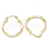 Oro Laminado Small Hoop, Gold Filled Style Diamond Cutting Finish, Tricolor, 02.213.0249.25