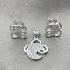 Sterling Silver Earring and Pendant Adult Set, Moon Design, with White Cubic Zirconia, Polished, Silver Finish, 10.398.0030
