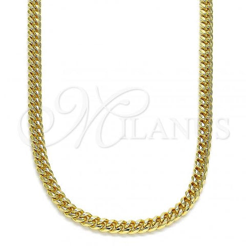 Oro Laminado Basic Necklace, Gold Filled Style Miami Cuban Design, Polished, Golden Finish, 04.63.1413.20