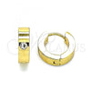 Stainless Steel Huggie Hoop, with White Crystal, Polished, Golden Finish, 02.384.0030.12