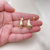 Oro Laminado Stud Earring, Gold Filled Style Chunky Design, Polished, Golden Finish, 02.163.0267