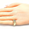 Oro Laminado Baby Ring, Gold Filled Style with White Cubic Zirconia, Polished, Golden Finish, 01.185.0017.05 (Size 5)