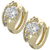 Oro Laminado Huggie Hoop, Gold Filled Style with White Cubic Zirconia, Polished, Golden Finish, 02.155.0030