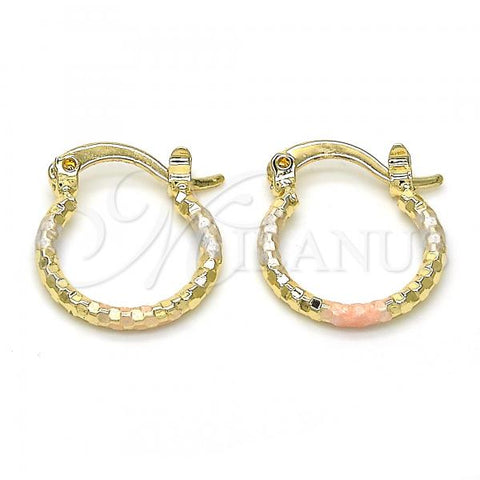 Oro Laminado Small Hoop, Gold Filled Style Diamond Cutting Finish, Tricolor, 02.96.0087.2.15