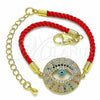 Oro Laminado Fancy Bracelet, Gold Filled Style Evil Eye Design, Turquoise Enamel Finish, Golden Finish, 03.381.0023.06