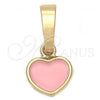 Oro Laminado Fancy Pendant, Gold Filled Style Heart Design, Pink Enamel Finish, Golden Finish, 05.163.0080.3