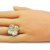 Oro Laminado Elegant Ring, Gold Filled Style Flower Design, Polished, Golden Finish, 01.282.0004