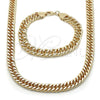 Oro Laminado Necklace and Bracelet, Gold Filled Style Polished, Golden Finish, 06.331.0007