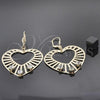 Oro Laminado Dangle Earring, Gold Filled Style Heart and Sun Design, with White Cubic Zirconia, Diamond Cutting Finish, Golden Finish, 69.008