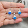 Sterling Silver Earring and Pendant Adult Set, with Bermuda Blue Opal, Polished, Silver Finish, 10.391.0019