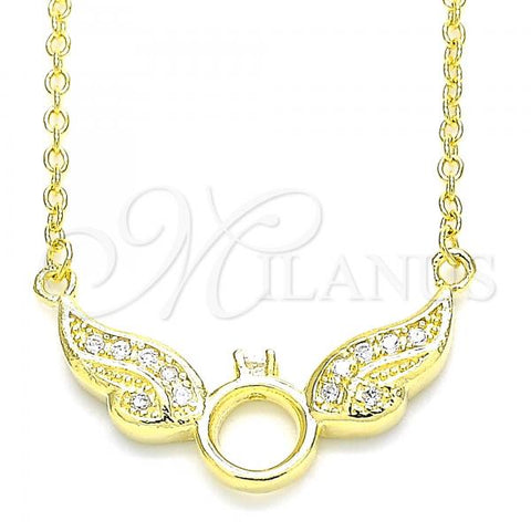 Sterling Silver Pendant Necklace, with White Cubic Zirconia, Polished, Golden Finish, 04.336.0197.2.16