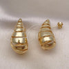 Oro Laminado Stud Earring, Gold Filled Style Chunky and Spiral Design, Polished, Golden Finish, 02.163.0264