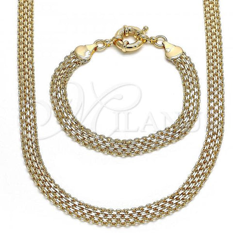 Oro Laminado Necklace and Bracelet, Gold Filled Style Chunky Design, Polished, Golden Finish, 06.319.0006